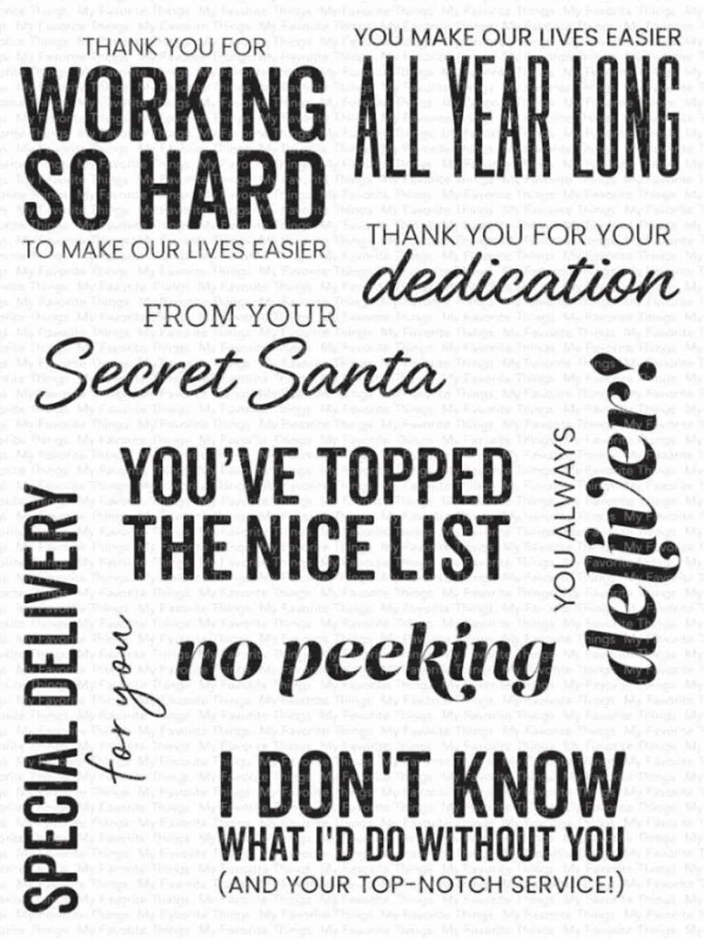 My Favorite Things MFT Top Notch Service stamp set CS 833 Thank You Xmas Retired